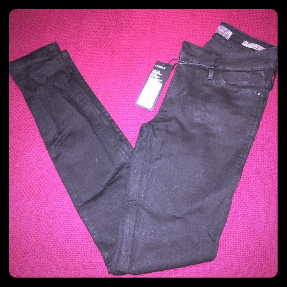 NWT Guess Coated Ultra Skinny Black Jeans Size 25
